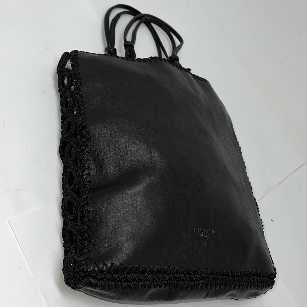 Prada Leather And Crochet Small Tote Bag - Picture 3 of 16
